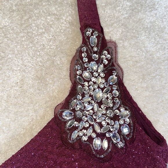 Shimmering Eggplant Purple One Shoulder Embellished Cocktail Dress NWOT - Picture 4 of 4